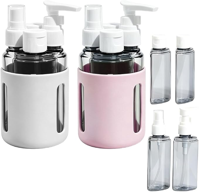 4 in 1 Travel Dispenser Bottles – 2026 New Leak Proof Portable Dispenser Bottle Set for Shampoo, Conditioner, Lotion & Cream, 4pcs 60ml Travel Dispensers for Vacation & Business (Set M)