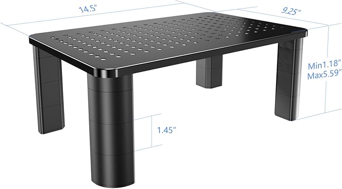 Pholiten 2 Pack Monitor Stand Riser, 3 Height Adjustable Monitor Stand for Computer, Laptop, Printer, Notebook, iMac, Premium Metal Monitor Risers for 2 Monitors