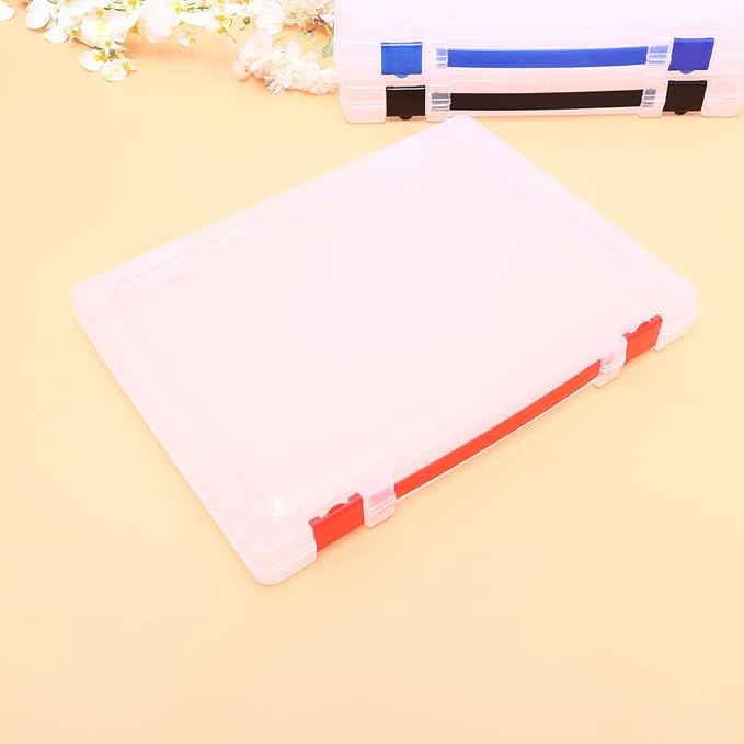 Storage Box for Document Storage with Red Buckle, Stackable Pp Paper Filling Box, Easy to Use Organizer for Craft Room and Offices, Sturdy File Case Holder