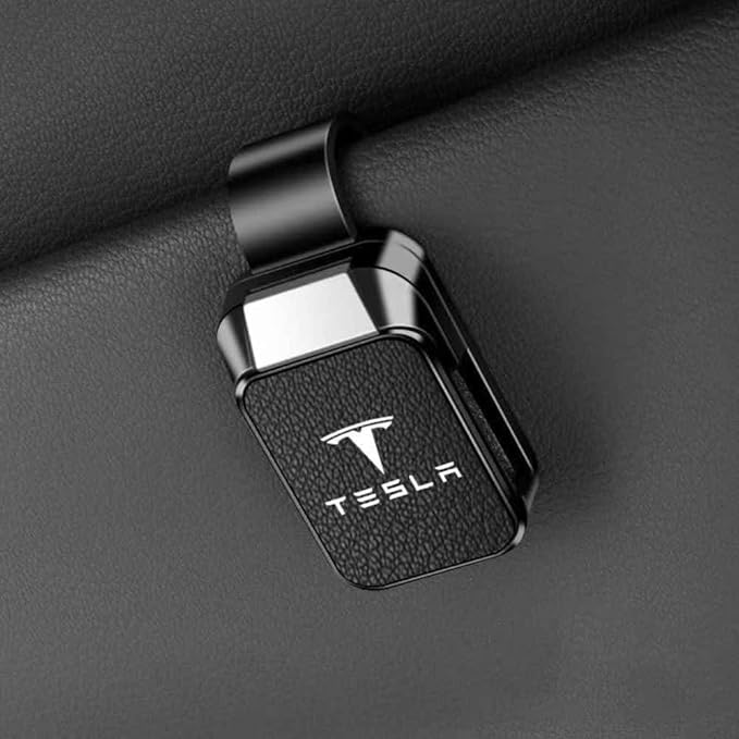 1 PieceCar Glasses Clip for Tesla Model X Plaid 2021-2025 Frame Easy Installation Firm and Non Slip Suitable Male Female Drivers Magnetic Sunglasses Sunshade,Normal-Black