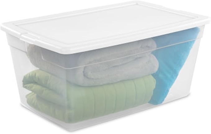 Sterilite 8-Pack 90 Quart Storage Box, Stackable Clear Plastic Bins with Snap-On Lids - Heavy-Duty Organizing Containers for Closet, Bathroom, and Office