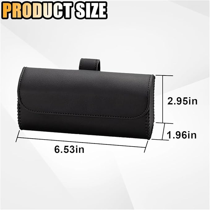 smilfuy Magnetic Leather Sunglasses Case for Car Visor Clip - Sunglasses Holder Clip for Car Sun Visor - Eyeglass Hanger Mounter Storage Box Auto Glasses Clip Holder Organizer Protective Box (Black)