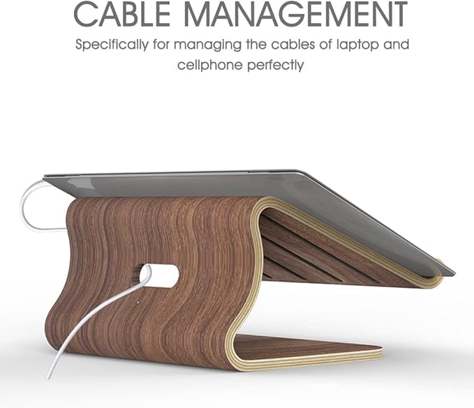 SAMDI Laptop Stand Wood, Wooden Cooling Computer Holder, Notebooks Desktop Mount for MacBook Air, Pro 13 15, iPad Pro 12.9, Dell XPS, Surface, Chromebook 11 to 17 (Walnut)