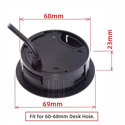 Cablecc 4 Ports USB 3.0 Hub USB Splitter 60mm Desk Grommet Dock Station Interface for Desktop PC Desk