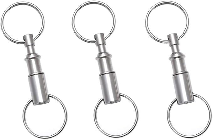 3 Pack Quick Release Detachable Pull Apart Key Rings Keychains,Double Spring Split Snap Seperate Chain Lock holder Convenient Accessory Gift (3Pack)