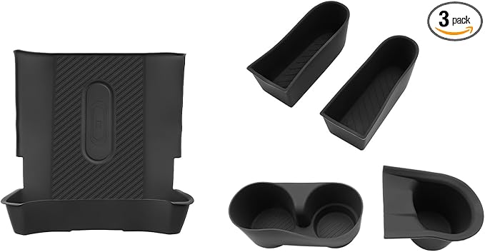 SXCY 3PCS for 2025 2026 Mini Cooper Cup Holder Insert +Car Door Storage Wireless Charging Mat [F65 F66 Gas Version Only] for 2025 2026 Mini Cooper Accessories 2026 Cooper Interior Protect Storage