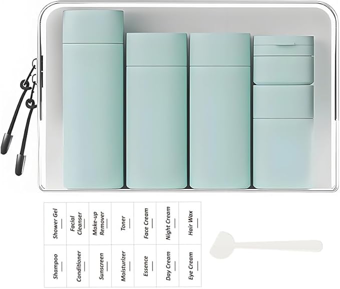 5 Pack Brief and Fashion Travel Bottles TSA Approved, BPA Free Travel Size Travel Containers Refillable Squeeze Bottles for Cosmetic Shampoo Cream Conditioner Lotion Soap… (Nordic mint green)