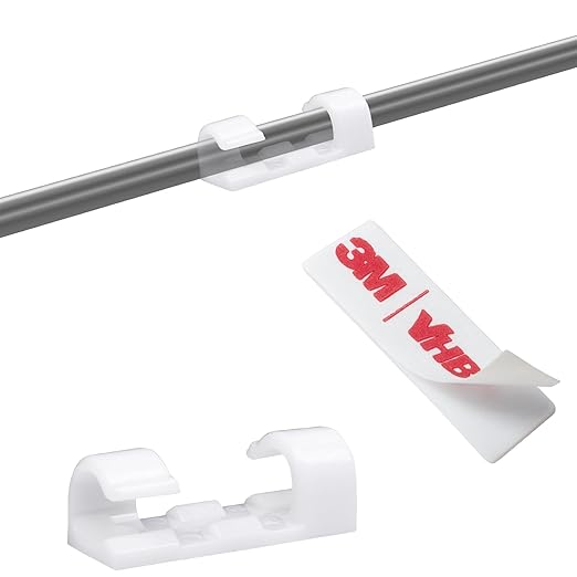 Self-Adhesive Cable Clips Organizer Drop Wire Holder Cord Management, Pack of 20 (White, 0.27 inch)