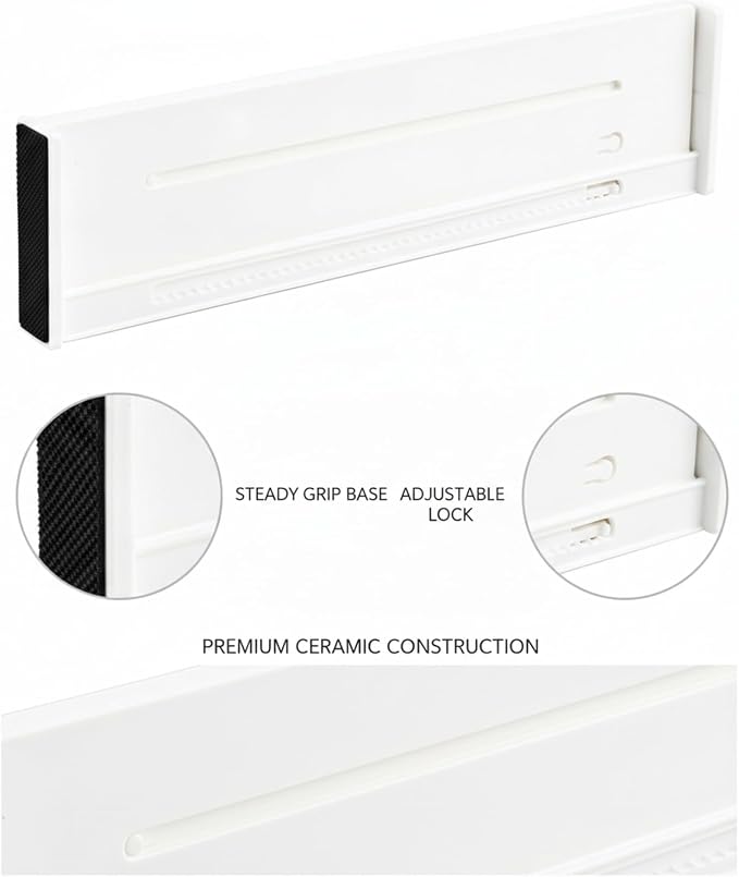 Ceramic Adjustable Drawer Divider, Extendable Organizer for Kitchen and Office Drawers, White (1 PC)