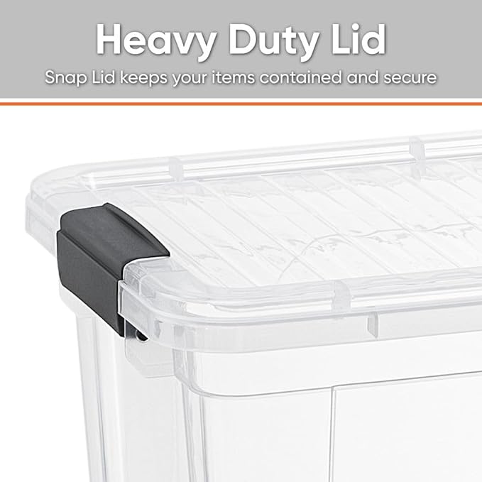 Superio Small Clear Storage Box with Lid, 8.75 Quart Plastic Container Bins for Organizing, Stackable Crates, BPA Free, Non Toxic, Odor Free, Organizers for Home, Office, School, and Dorm