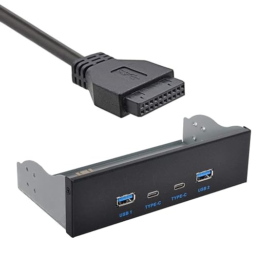 chenyang 5.25" Front Panel CD-ROM Bay USB 3.0 & USB-C HUB 4 Ports Motherboard Adapter