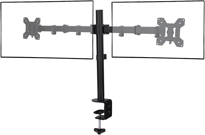 Dual Monitor Mount, Fully Adjustable Dual Monitor Stand for 13"-32" Screens, Holds up to 22lbs per Arm with C-Clamp & Grommet Base