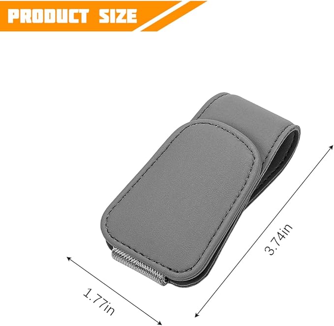 Sunglasses Holder for Car Visor, Microfiber Leather Magnetic Sun Visor Eyeglasses Hanger & Ticket Card Clip, Multi-Function Automotive Interior Glasses Mount, Universal Fit (Gray)