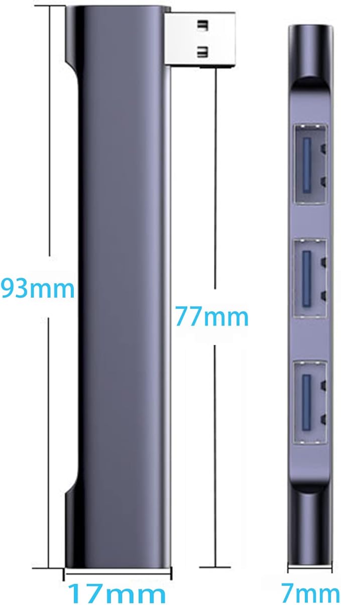 USB Hub for Laptop, USB 3.0 Hub 4-Port, 5Gbps USB Splitter for Laptop, Windows, MacBook, PC, Flash Drives, HDD, Printer, Keyboard, Mouse (Left-Side USB Hub)