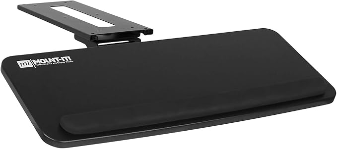 Mount-It! Under Desk Keyboard Tray, Slide-Out Keyboard Drawer with Height, Tilt and Swivel Adjustment, 25" x 10" Keyboard & Mouse Platform with Wrist Rest, Bolt-On Under Desk Mount