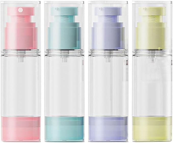 3Pcs 1oz/30ml Airless Lotion Pump Bottles with 1 Fine Mist Tiny Spray Bottle Leak Proof Travel Kit Cosmetic Containers Travel Size Toiletries Bottles for Lotion Toner Gel Foundation