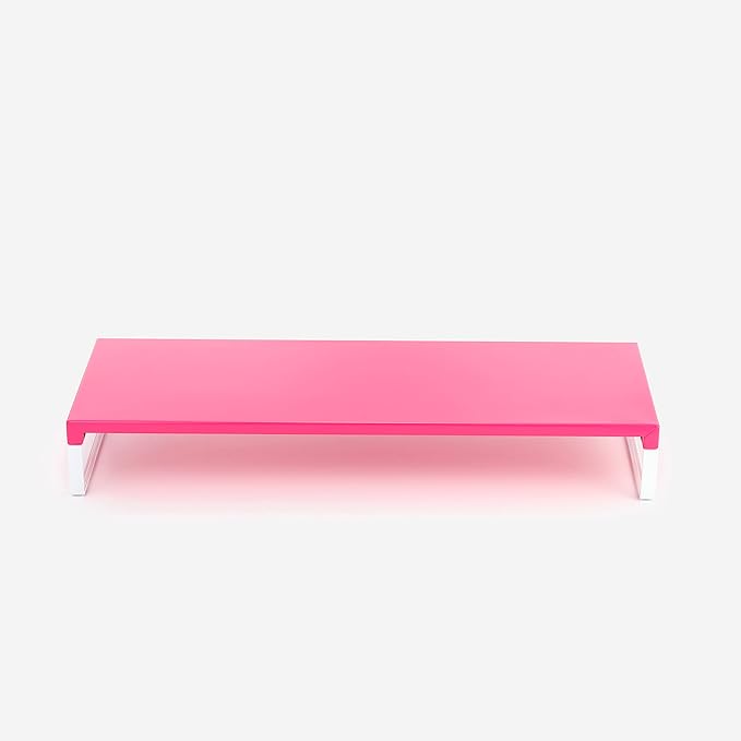 LIHIT LAB Desktop Stand, Sturdy Steel Stand for Laptop/Computer Monitor, 9.8 x 23.2 x 3.1 inches, Pink (A7332-3)