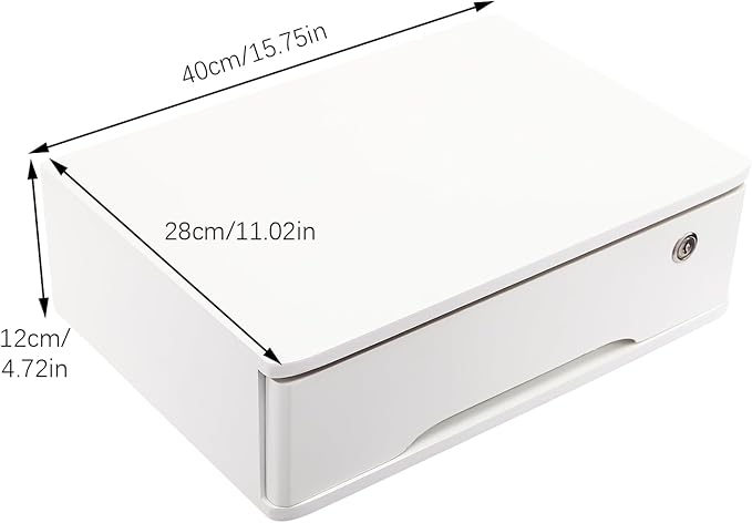 Xuthusman Desk Organizer with Drawer, Wooden Desktop Storage Box with Lockable Office Supplies Drawer Organizer Tabletop Storage Multifunctional Desktop Storage Box for Office Study Dresser（white）