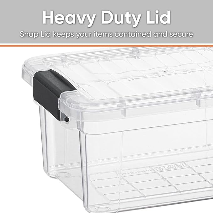 Superio Clear Plastic Storage Bin with Lid, 3.5 Qt, Non-Toxic, BPA Free, Odor Free, Organizer Storage Box, Stackable Plastic Tote for Home, Garage, School, and Office, X-Small