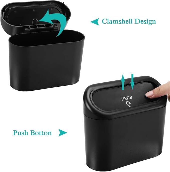 Accmor Car Trash Can with Lid, Mini Auto Dustbin Garbage Organizer with 30 Pcs Plastic Trash Bag, Automotive Garbage Container Bin for Vehicle, Home, Office