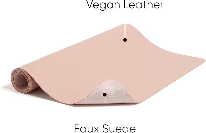 Smead Desk Pad, Vegan Leather Desk Mat with Non-Slip Faux Suede Backing, Perfect Desk Organizer for Office Decor, 36” x 17” Large, Dusty Rose (64829)