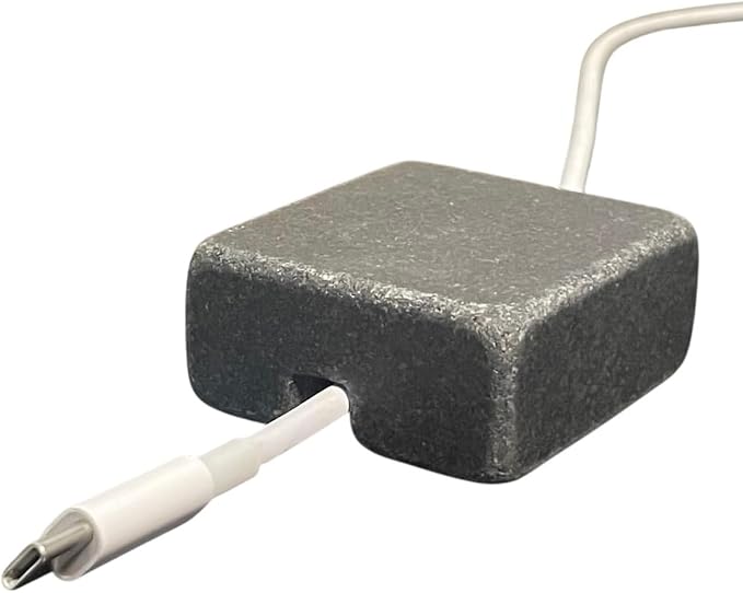 Cord Holder Handmade by Craftsman Sroneworks - Cable Holder - Cable Management Holder - Cable Organizer - Desk Cable Holder - Cable Keeper - Cable Tidy (Tumbled Black Granite, Single)