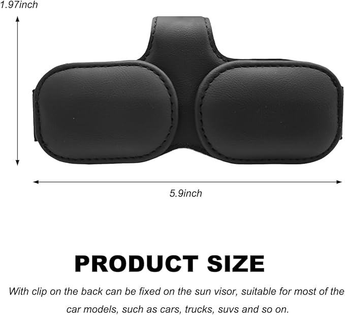 DXNQ Sunglass Holder for Car Sun Visor, Leather Magnetic Eyeglass Holder Mount Clip for Visor, Universal Eyeglasses Hanger and Ticket Card Clip for Vehicle Visor, Car Accessories (Black+Double Clip)