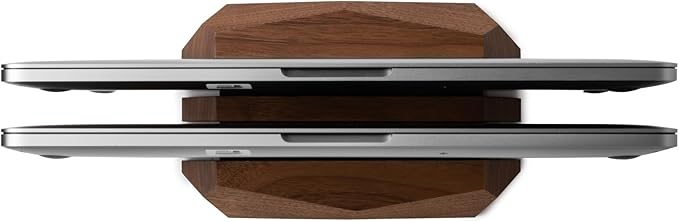 Oakywood Dual Laptop Dock, Vertical Laptop Stand Wood, Laptop Stand for Desk, Desk Organizer, Vertical Laptop Holder, Compatible with All MacBook Pro Air iPad, for 2 Device ??7,1x4,5x1,6?? Walnut