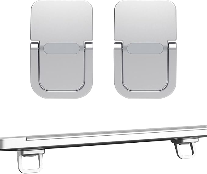 2PCS Keyboard Riser Self-Adhesive Mini Portable Laptop Stand, Mini Invisible Laptop Stand, Zinc Alloy Stable for Most Keyboards, Silver