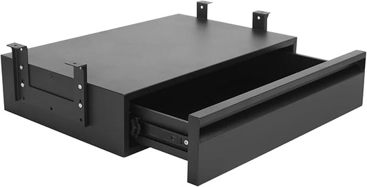 POPMOON Under Desk Drawer For Desk 18 in,Adjustable Height, Pull out Storage Organizer with Slide Extension Mounted Under Flat Wooden Table or Workbench, Carbon Steel Hidden Desk Drawer