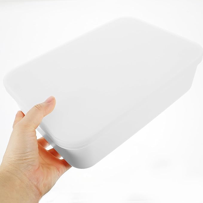 BESPORTBLE White Desktop Storage Box with Lid Medium Space-saving Desk Organizer for Pens and Items Dustproof Home Storage Cube for Office and Bedroom Easy-clean Practical Container
