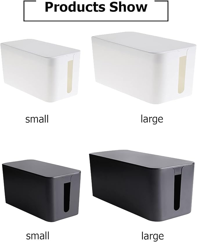 Cable Management Box,Cord Organizer Box for Home and Office System to Cover and Hide & Power Strips & Cords,Surge Protector (Small, White)