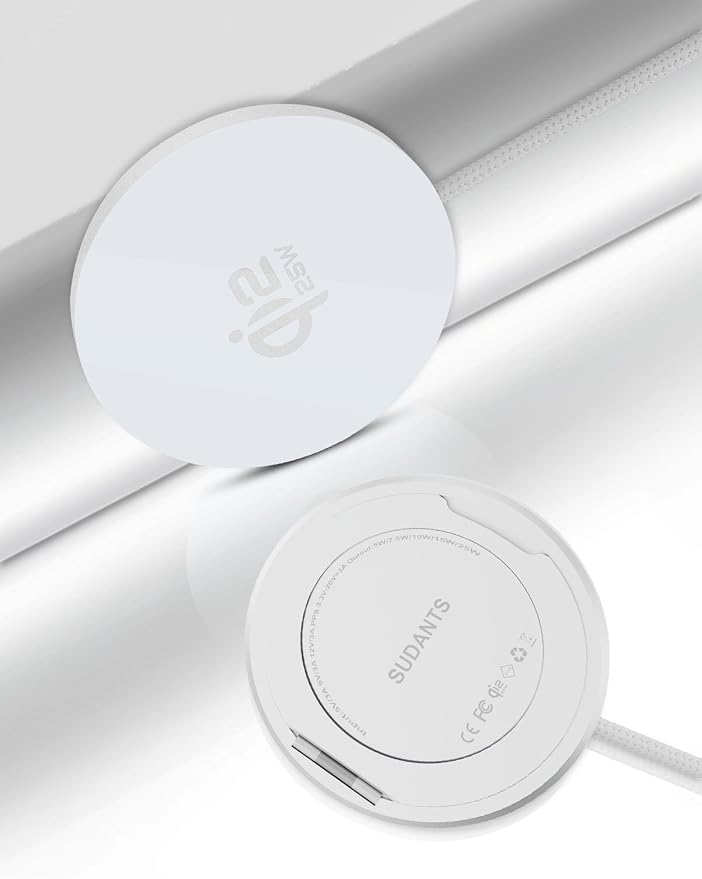 MagSafe Charger 25W Magnetic Wireless Charger Fast Charging Pad with Folding Stand Compatible with iPhone 17/16/15/14/13/12 Series & AirPods 4/3/2/Pro Magnetic MagSafe Charging Pad-No Adapters