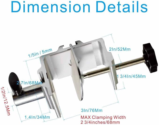 Replacement Heavy Duty C Clamp for 1/2” Base Magnifying Lamp,Desk Lamp,Swing Arm Lamp,Phone I pad Mount,Tablet Mic Holder,Table Mount Clamp for Microphone Stand Mic Boom Arm (G1 SIVLER)
