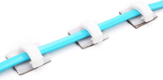 Mini Cable Clips 3M Adhesive, Multipurpose Cord and Wire Organizer for Cable Management 3/4" x 1/2" - 100 Pack Bundled with 10 Bonus Reusable Cable Ties (White)