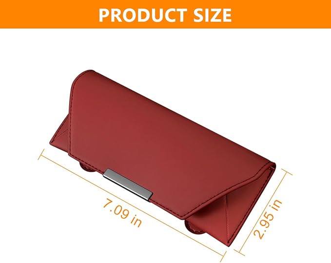 Osilly Car Sunglasses Holder, Sun Visor Eyeglasses Protective Storage Case with Hidden Magnetic Closure (Wine Red)