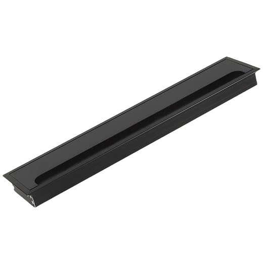 Desktop Cable Management Cover for Desk Organization - Aluminum Alloy Cable Box with Brush Seal (Black, 8.0x40.0x2.8 cm)