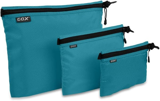 GOX 3 Pack Travel Toiletry Bag for Men Carry On Packing Organizer Zipper Pouch Portable Cosmetic Pouch Accessory Document Electronics (Turquoise)