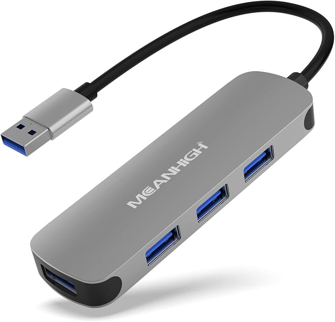 USB 3.0 Hub MEANHIGH 4 Port USB Hub for Laptop Multiport Splitter for Computer USB Port Expander for MacBook pro iMac HP,Dell, Asus, PC, Flash Drive, Mobile HDD