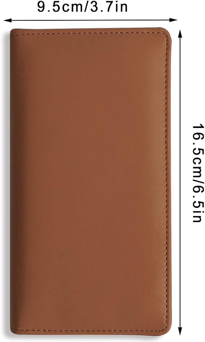Sanlykate Leather Checkbook Cover for Men and Women, Check Book Case Card Holder with Free Divider, Standard Register Duplicate Checks with pen inserts
