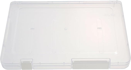 Office File Storage Box A4 Size Thin White Plastic Document Organizer with Dustproof Lid for Desktop Filing and Paper Storage in Home and Office