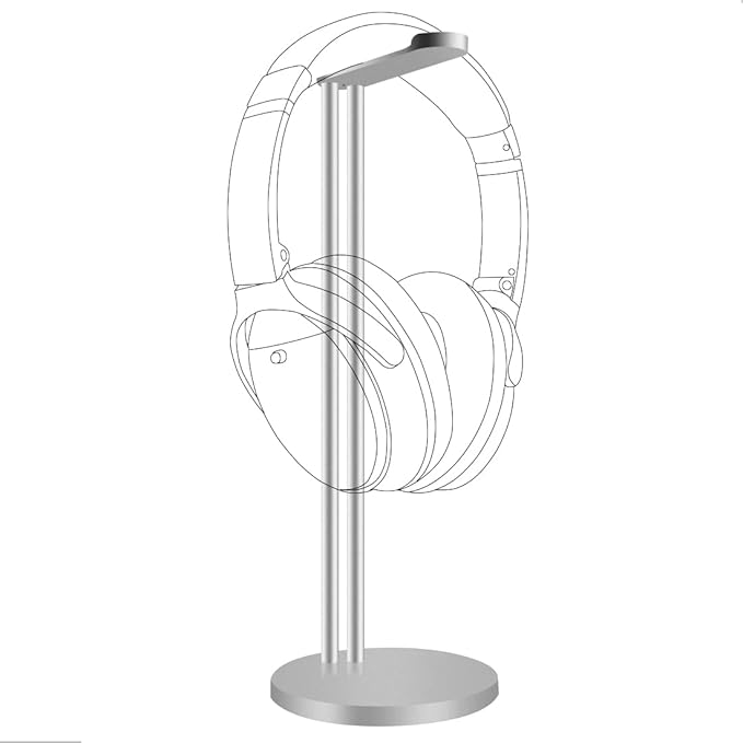 GEEKRIA Aluminum Alloy Headphones Stand for Over-Ear Headphones, Gaming Headset Holder, Desk Display Headphone Hanger with Solid Heavy Base, Compatible with Beats, Sennheiser (Matt Silver)