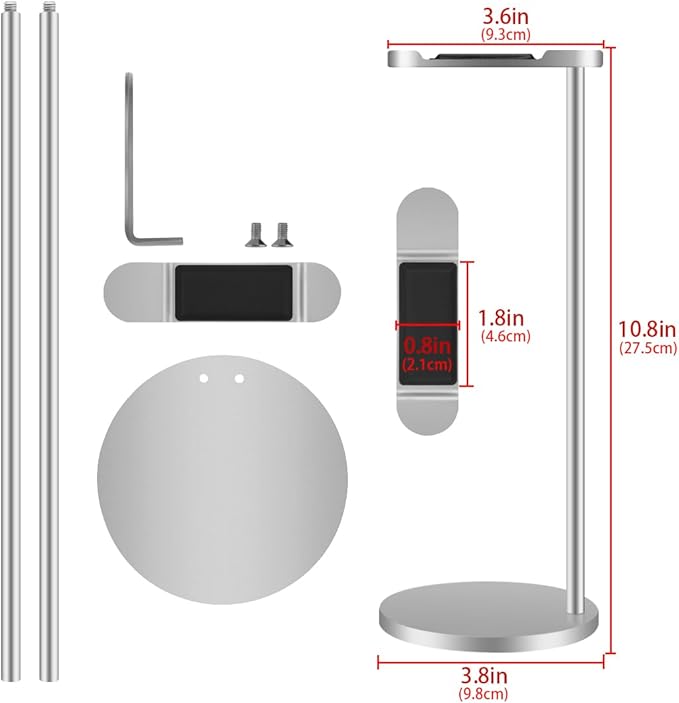 GEEKRIA Aluminum Alloy Headphones Stand for Over-Ear Headphones, Gaming Headset Holder, Desk Display Headphone Hanger with Solid Heavy Base, Compatible with Beats, Sennheiser (Matt Silver)