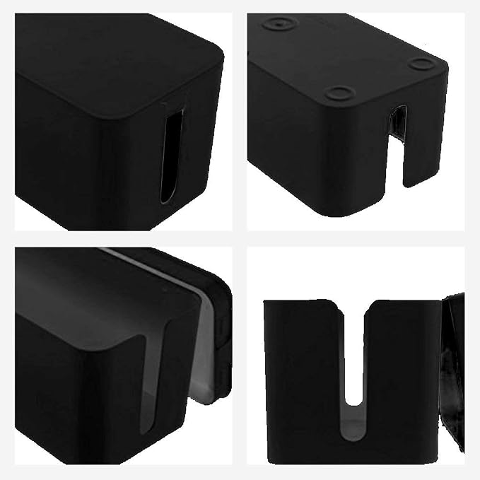 Powerking Cable Management Box, Cable Organizer for Hide and Conceal Power Strips and Electrical Cords,Cord Organizer Made from Safe ABS Material (Small, Black)
