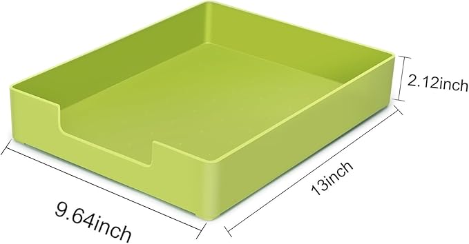 Letter Tray, 2 Pack Stackable Desk Organizer for Office | A4 & letter size compatible. Stackable plastic trays for school, home storage. Durable ABS material. 2-pack green.