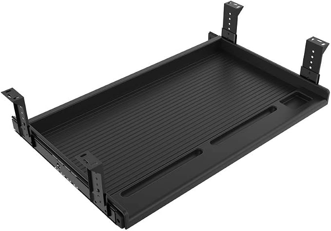 FRMSAET Office Furniture Accessories Keyboard Drawer Under Desk Multipurpose Tray with Adjustable Height Bracket-for Organize Keyboard,Tool,Pencil,Eraser (Large,Black)