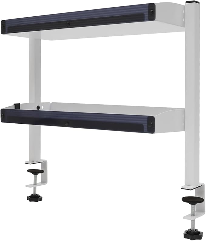 TFCFL Clamp-on Desk Shelf,2-Tier Shelving Unit for Desktop Accessories,Office Organization,Gaming Devices and Dresser Top Organization Storage (White)