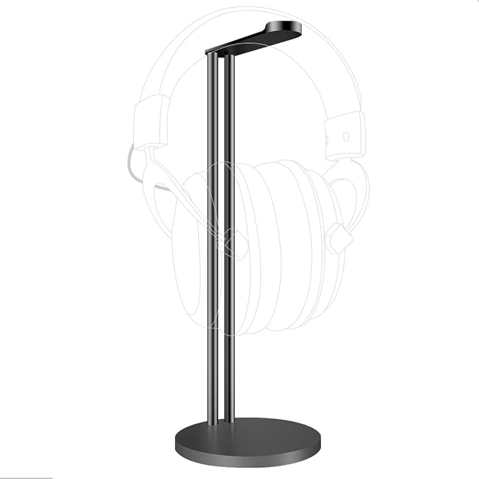 GEEKRIA Aluminum Alloy Headphones Stand for Over-Ear | On-Ear Headphones, Gaming Headset Holder, Desk Display Headphone Hanger with Solid Heavy Base, Compatible with Bose, Sony (Black)