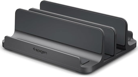 Spigen Vertical Laptop Stand Holder for Desk with Adjustable Dock, 4 Slots Total Fits All MacBook 11"-16"/HP/Dell/Surface/Samsung/LG/Chrome Book LD208S4 - Space Gray