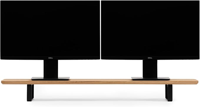 Oakywood Dual Monitor Stand - Handmade in EU - Natural Wood Monitor Stand Riser - Laptop Accessories ??220 lbs (100 kg) Capacity - 41.3"x9" (105x23 cm) ??100% Natural Oakwood
